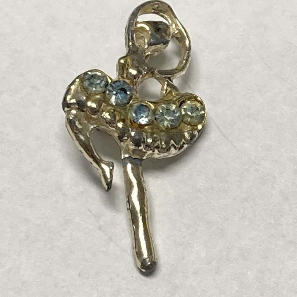 Rhinestone Pin Ballerina Ballet Dancer Brooch Blue Rhinestone Modernist MCM